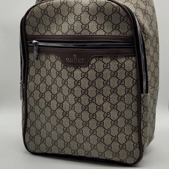Gucci Brown and Beige GG Backpack - Picture 1 of 2